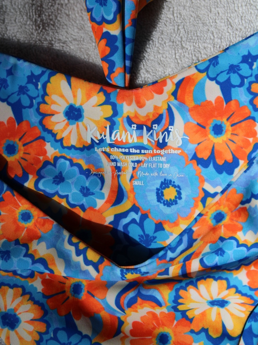 Kulani Kinis blue floral bandeau bikini with orange accents - Picture 6 of 7